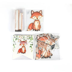 Woodland Baby Shower Banner Kit, Welcome Baby Woodland Baby Shower Banner with Woodland Animals, Paper Rosettes, Fox Cutouts