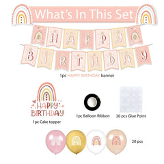 Boho Birthday Party Kit, Boho Rainbow Birthday Decorations, Happy Birthday Boho Party Backdrop, Boho Birthday Banner