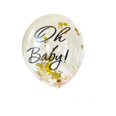 5 Gold Confetti Oh Baby Balloons, Baby Shower Balloons, Oh Baby Party Decorations, Gender Reveal, New Baby, Baby Boy, Baby Girl, Party Decor