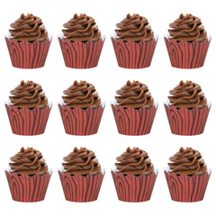 Wood Grain Cupcake Wrappers Set of 12, Woodland Baby Shower Cupcake Wrappers, Woodland Birthday Party Cupcake Wrappers, Party Decorations