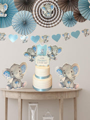 Elephant Baby Shower in Blue and Gray Party Kit, Elephant Baby Shower for Boy Complete Kit, Boy Baby Shower in Blue and Gray