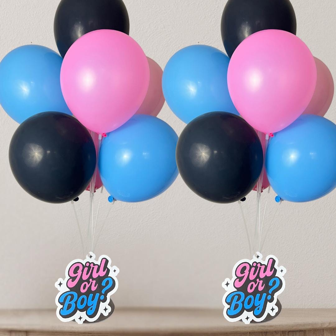 Gender Reveal Balloon Centerpiece, Gender Reveal Party Decorations, Boy or Girl Centerpieces, He or She Party Decorations, Pink or Blue