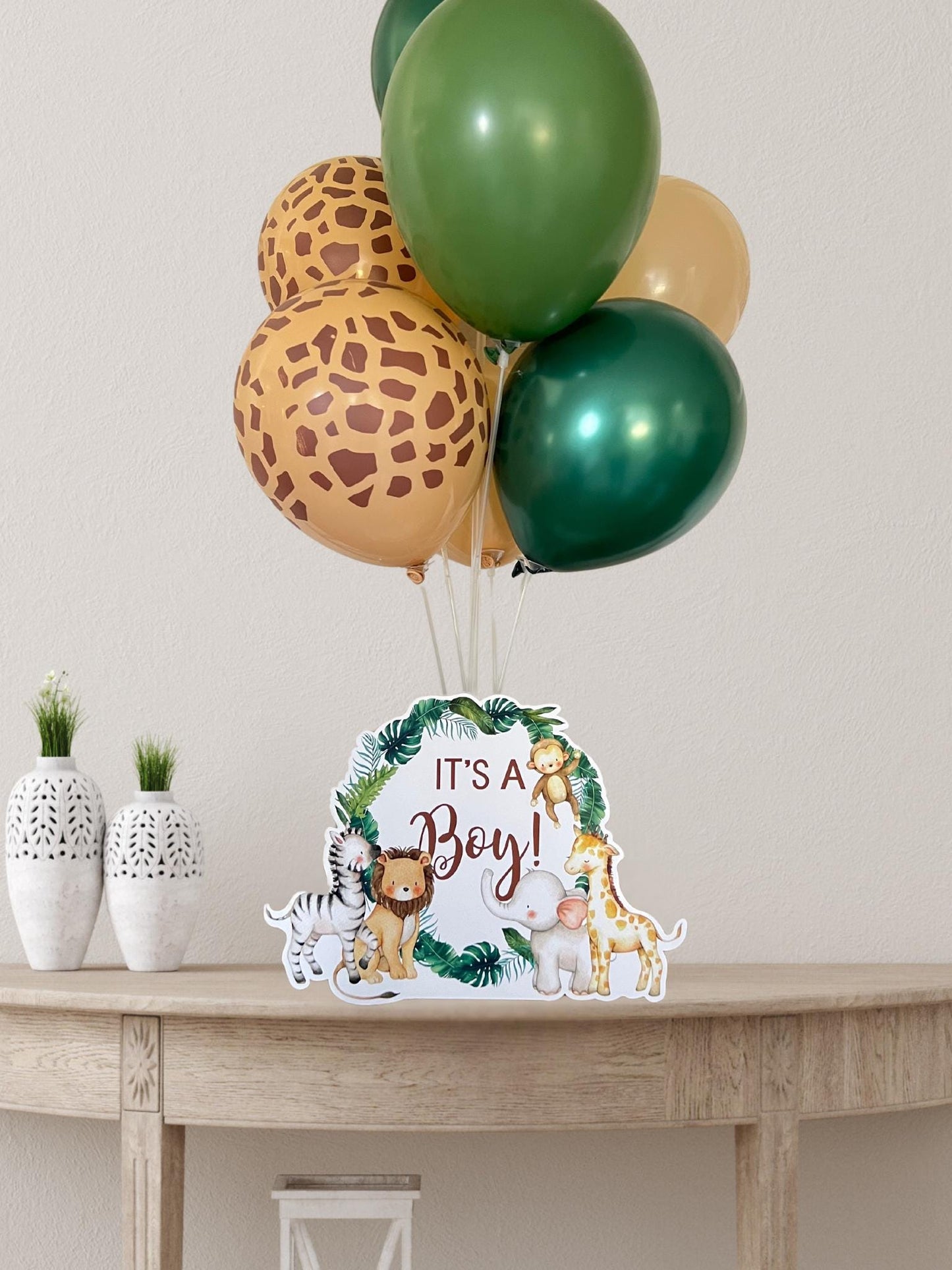 Safari Baby Shower Balloon Centerpiece Set, Safari Animals Baby Shower Balloon Bouquet Set, Baby Shower Decorations, Jungle Centerpiece