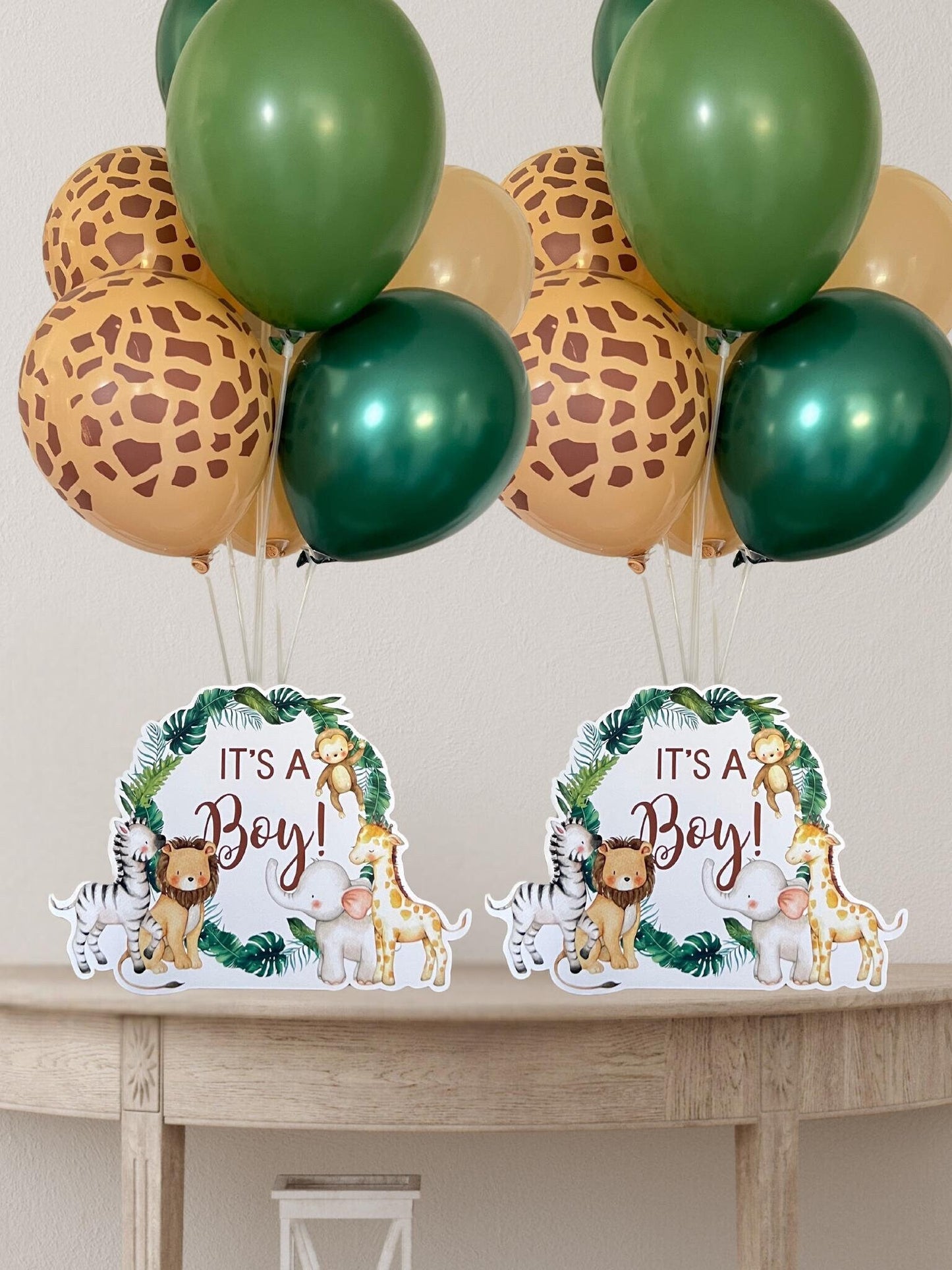 Safari Baby Shower Balloon Centerpiece Set, Safari Animals Baby Shower Balloon Bouquet Set, Baby Shower Decorations, Jungle Centerpiece