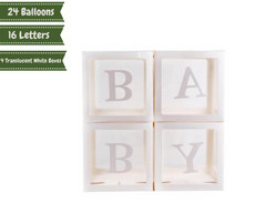 Baby Block Balloon Box with Letters, Baby Shower Decorations, Jumbo Transparent Balloon Boxes, Sage Green, White and Gold