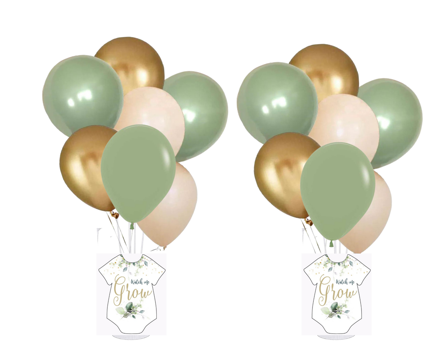 Watch Me Grow Greenery Baby Shower Balloon Centerpiece Set, Eucalyptus Baby Shower Balloon Bouquet Set, Neutral Baby Shower Decorations