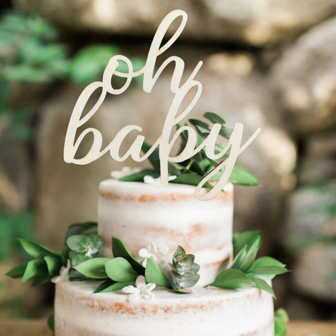Oh Baby Wooden Cake Topper, Oh Baby Neutral Baby Shower Decoration, Bo
